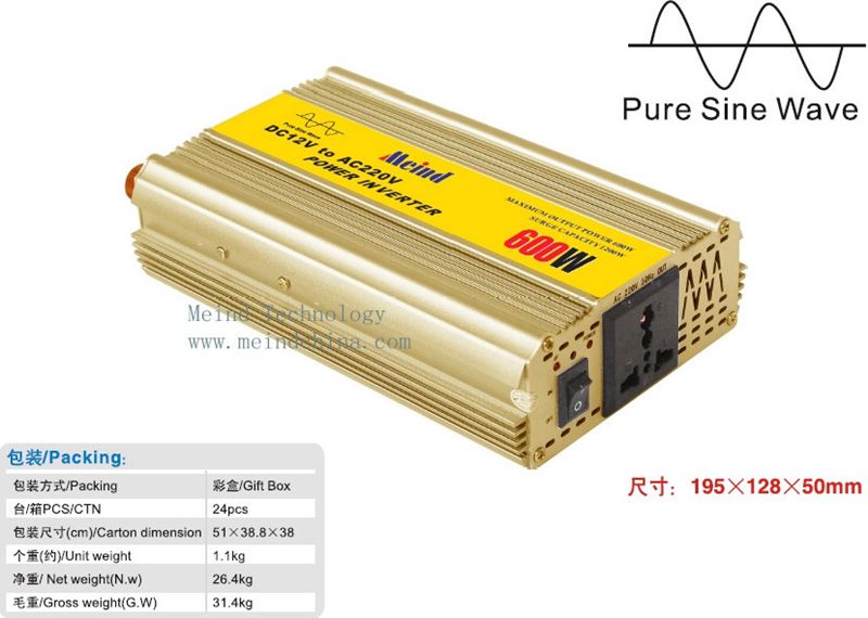 600W Power Inverter Pure Sine Wave AC converter Car Inverters Power Supply AC Adapter Car Charger