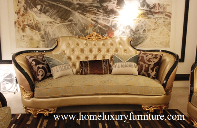 Кожаная софа с софой живущей комнаты подушки сиденья ткани устанавливает мебель роскоши журнального стола