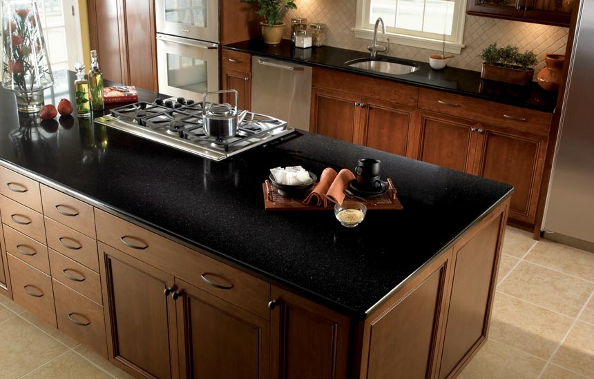 black quartz table top kitchen