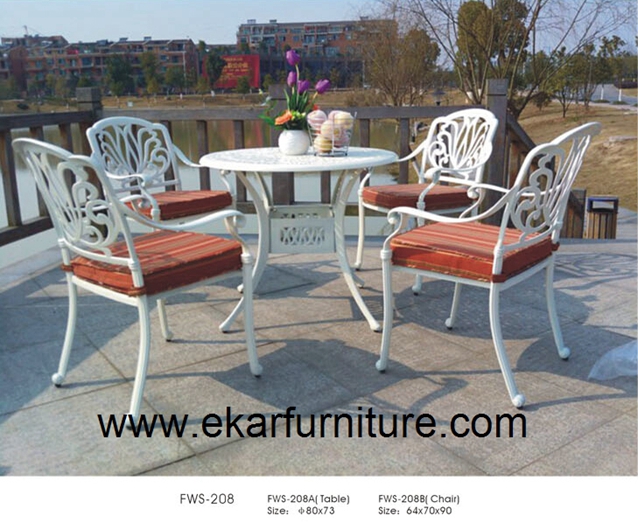 Сад стул железа сад кресла подушки обеденный стол металла FWS-208