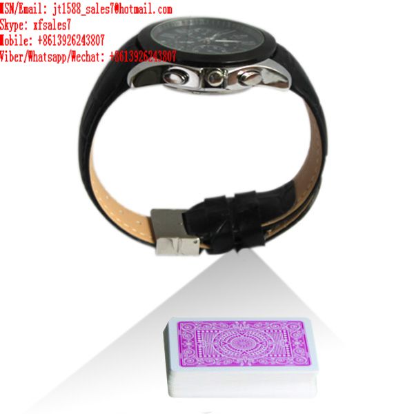 XF leather strap watch camera for poker analyzer/ poker scanner / cards cheat / contact lenses / invisible ink / marked  playing cards / cards playing cards / playing cards china / marked cards china 