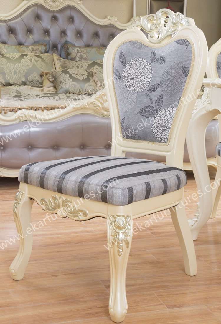 European Style Upholstered Fabric Dining Chair in Purple Color