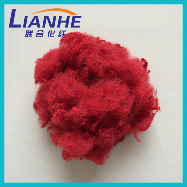 red color recycled psf polyester staple fiber 