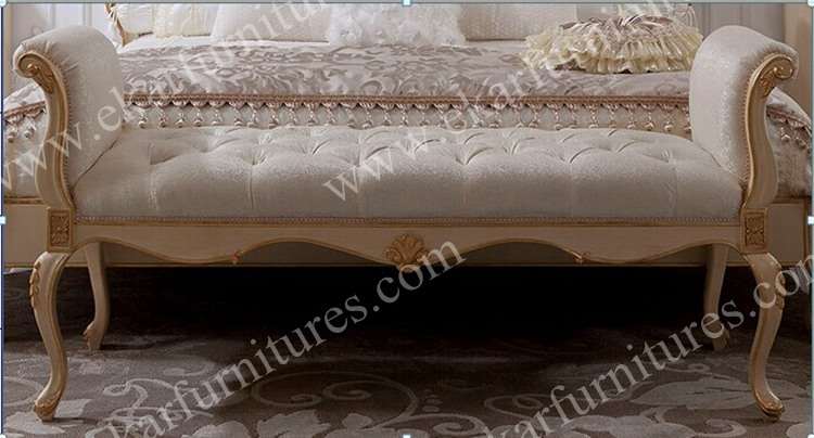Palace Style Vintage Classic White Bedroom Bench