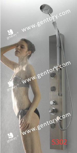 Stainless Steel Anti-finger Print Massage Shower Panel with Spary& Massager Hand Shower  S302