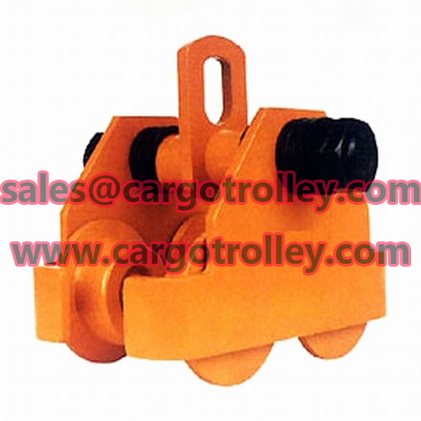 Manual trolley for hoist moving works
