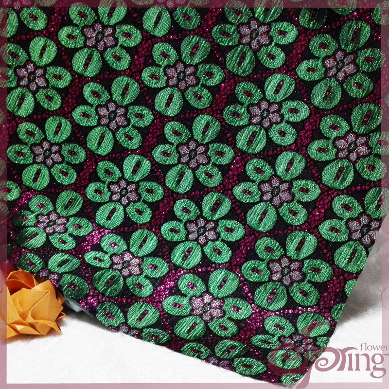 [F71521] зеленый цветочный блеск скрепленная ткань шнурка для одежды