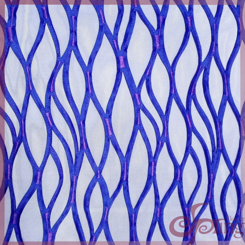 [F22101T] полиэстер аппликация вышивка сетки кружева ткань для платья (синий)