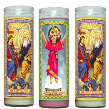 saint glass religious candles with customized label