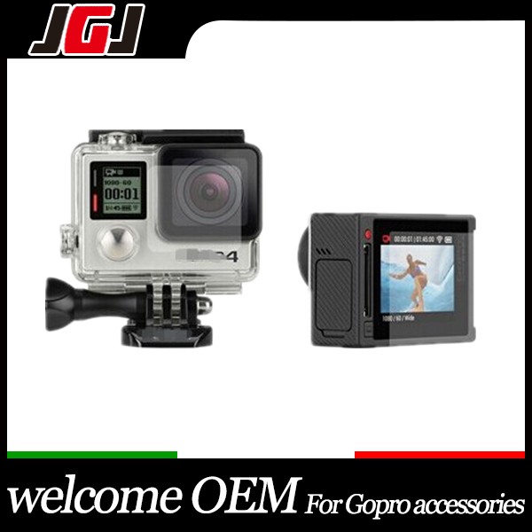 Ultra Clear Waterproof Housing Glass Lens Protector + LCD Touch Screen Protective Film for GoPro Hero 3+ 4 Silver Camera