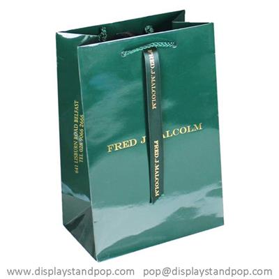 Luxury Gloss Gift Paper Bags with Gold Hot Foil Printing