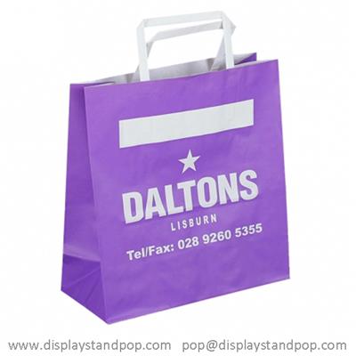 White Kraft Carrier Bags with Flat Handles