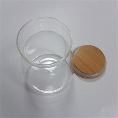 Wide Mouth Bamboo Cap Glass Jars