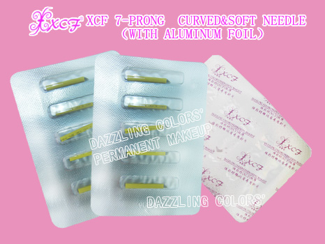 with aluminum foil/XCF 7-prong curved&soft needle/eyebrow-tattooing product