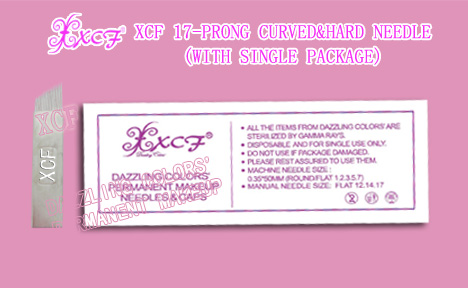XCF 17-prong curved&hard needle/with single package/eyebrow-tattooing product/permanent makeup needle