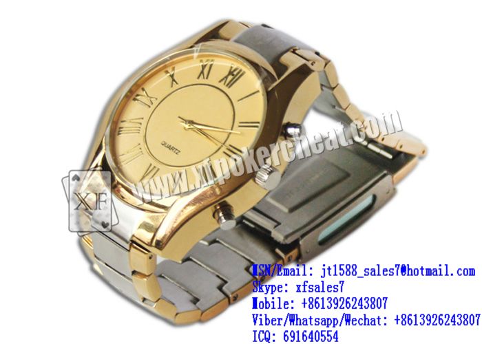XF Golden Color Watch Camera To Scan Bar-Codes Marking Playing Cards In The Hand For Poker Analyzer  / copag marked cards / modiano marked cards / poker analyzer / uv contact lenses / electronic dices