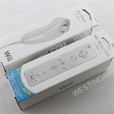 2in1 Wireless Remote Controller Built-in Motion Plus With Nunchuk Controller For WII / WII U - White