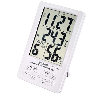 BYXAS Digital Thermo-Humidity Meter With Clock, Calendar, Alarm HTA-101