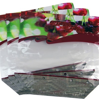 Plastic Zipper Stand Up Breath Hole Handle Cherry Bags