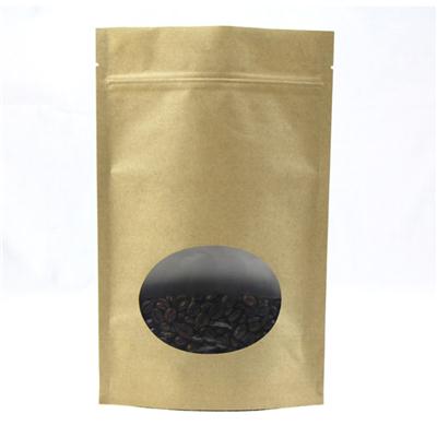 Kraft Paper Stand Up Coffee Bag With Window