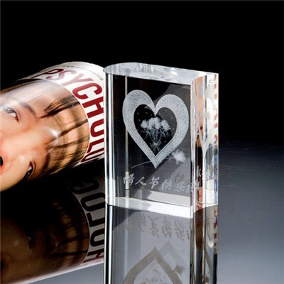 Crystal Book With 2D Heart Laser Inside