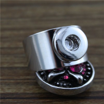 Silver Alloy Snap Button Ring