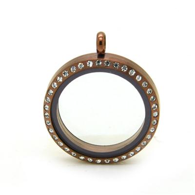 25mm Chocolate Magnetic Floating Locket With Crystals