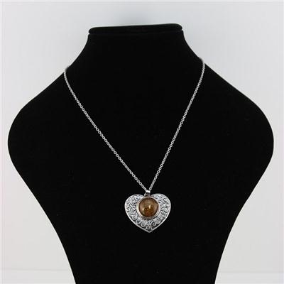 Silver Single Snap Button Heart Pendant Necklace