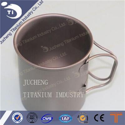 Outdoor 450ml Handle Foldable Titanium Cup