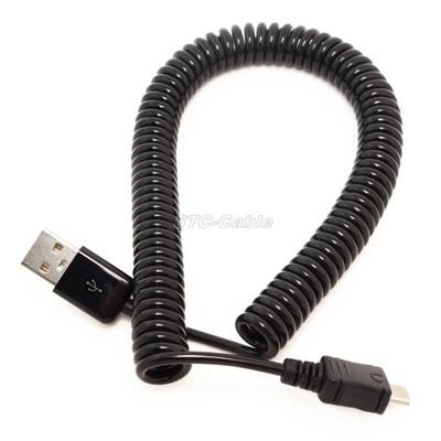 USB 2.0 To Micro USB Cable Coiled Spiral USB Cable