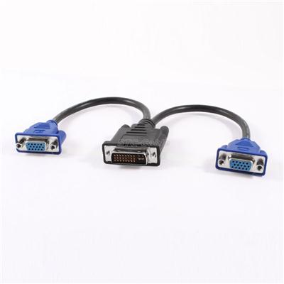 DVI I 24 Pins Male To 2 VGA Female Cable