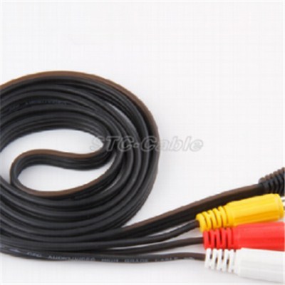 3.5mm Right Angle To 3 RCA Male Audio Cable