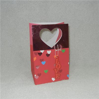 Printed Valentine's Day Gift Paper Bag With Die-cut Handles
