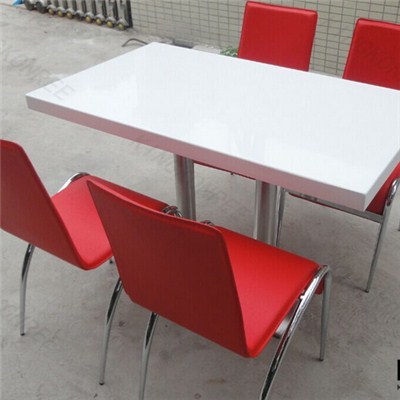 Pure White Solid Surface Food Court Dining Square Table