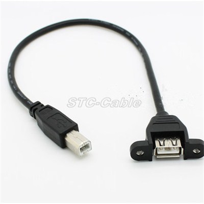 Panel Mount USB 2.0 B Male To A Female Extension Cable