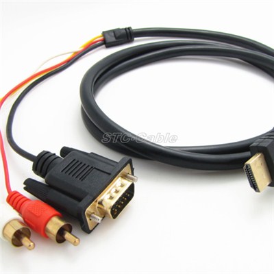 HDMI To VGA 3 RCA Converter Adapter Cable