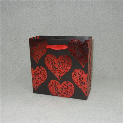 Printed Valentine's Day Gift Paper Bag With Ribbon Handles