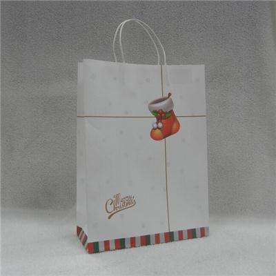 White Kraft Paper Christmas Gift Bag