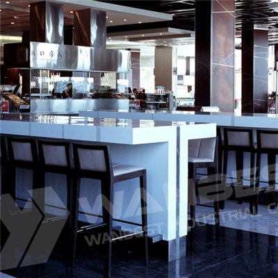 Corian White Restaurant Tables With Inlays