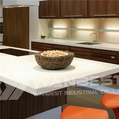 Solid Surface White Island Kitchen Counter