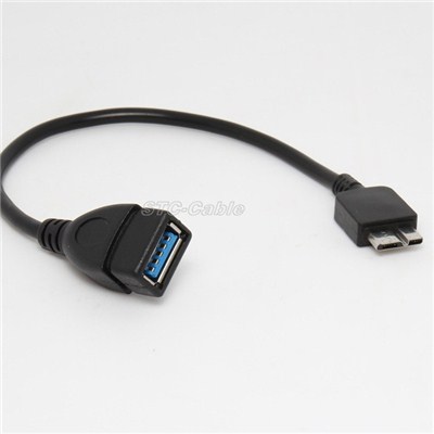 Black USB 3.0 Micro B To USB 3.0 Female OTG Cable