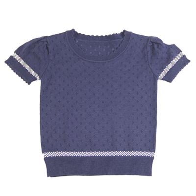 2016 spring summer short-sleeve jacquard sweater factory made girl's high quality crochet knitwear