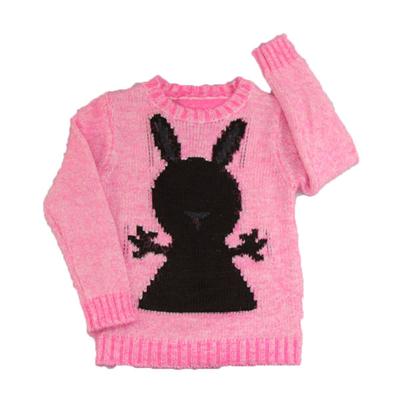 2015 fall girl's jacquard rabbit pullover sweater feather yarn knitwear