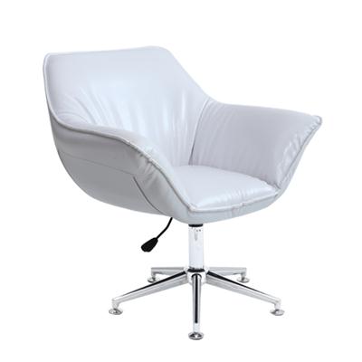White Leather Bar Chair With Five Star Feet