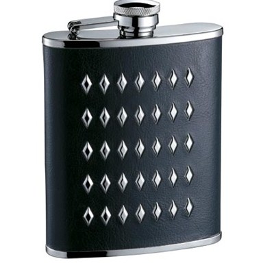 HF112 6oz Stainless Steel Barware Square Shape Hip Flask Wine Flask with PU Wrapped