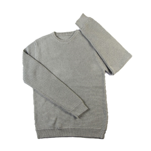 2016 Spring classic crewneck horizontal rib pullover grey heather everyday sweater