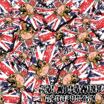 PVA Film For Motorcycle Hydro Graphics Film Water Transfer Printing Film British Flag And Skull Pattern GWR009