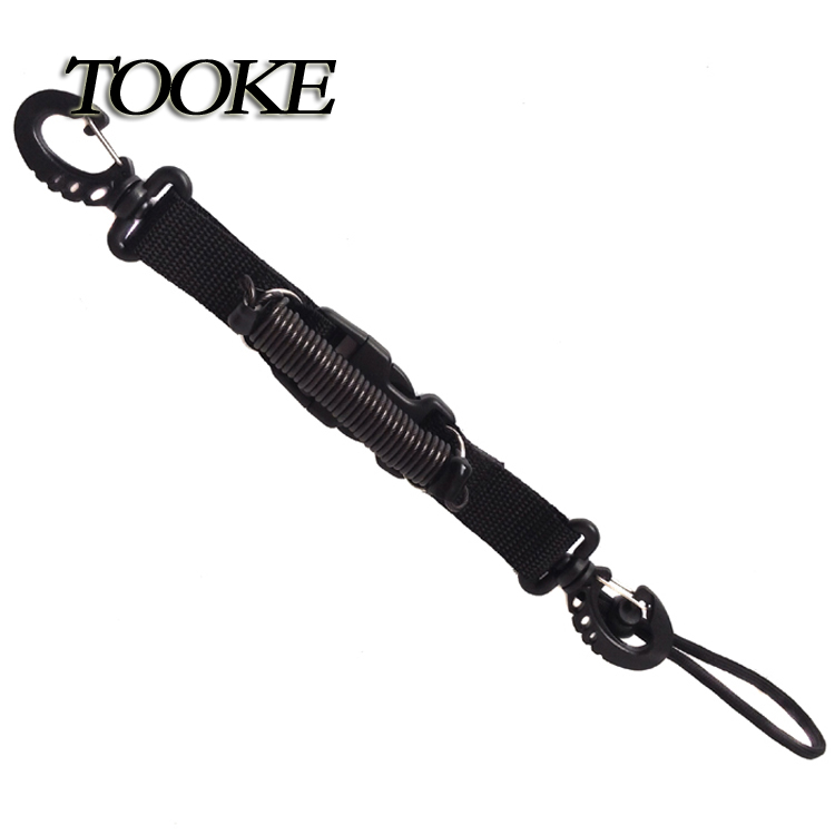 TOOKE Scuba Diving Dive Snappy Metal Coil Spiral Lanyard With Clips and Quick Release Buckle for hookup Camera