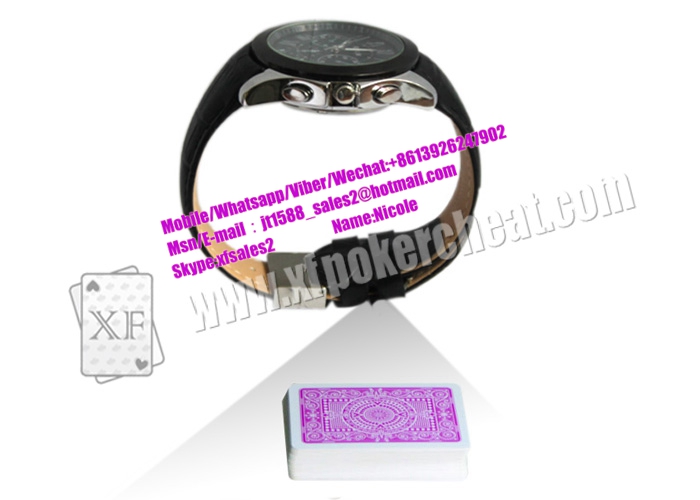 Black Leather Strap Wrist Watch Spy Camera Poker Scanner For Side  Marks Playing Cards
