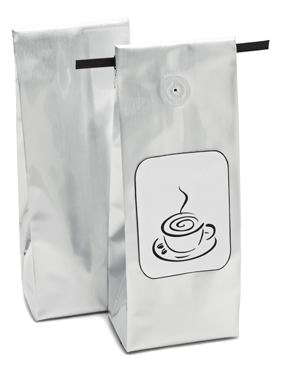 Plastic Foil Gusseted Valved Tintie Coffee Bags